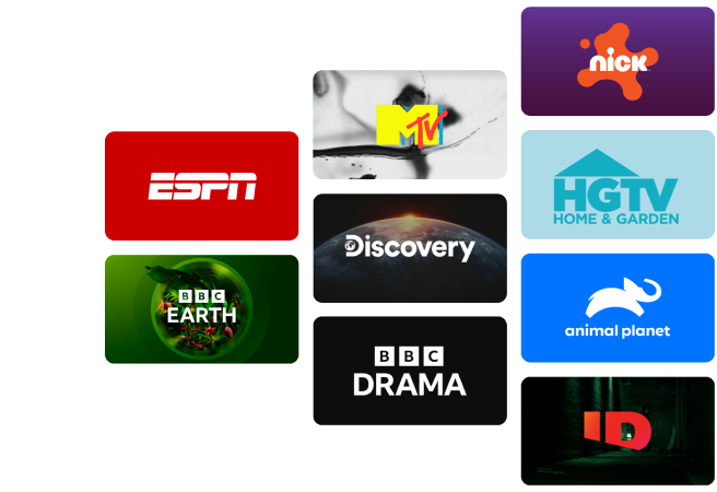 Premium Channels available on Fetch - ESPN, Discovery, BBC Drama, Nick, MTV, Discovery Turbo, Animal Planet, BBC Kids, ID, HGTV