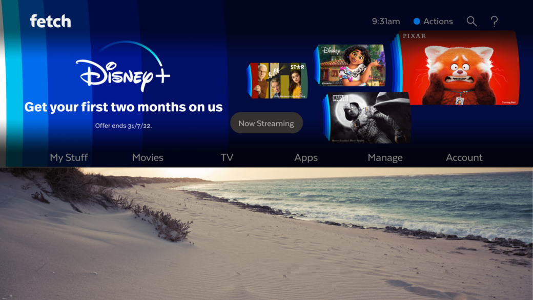 Disney+ UI takeover on Fetch