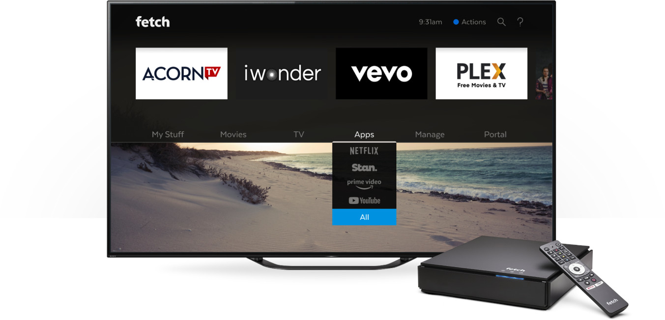 TV showing Acorn TV on apps menu